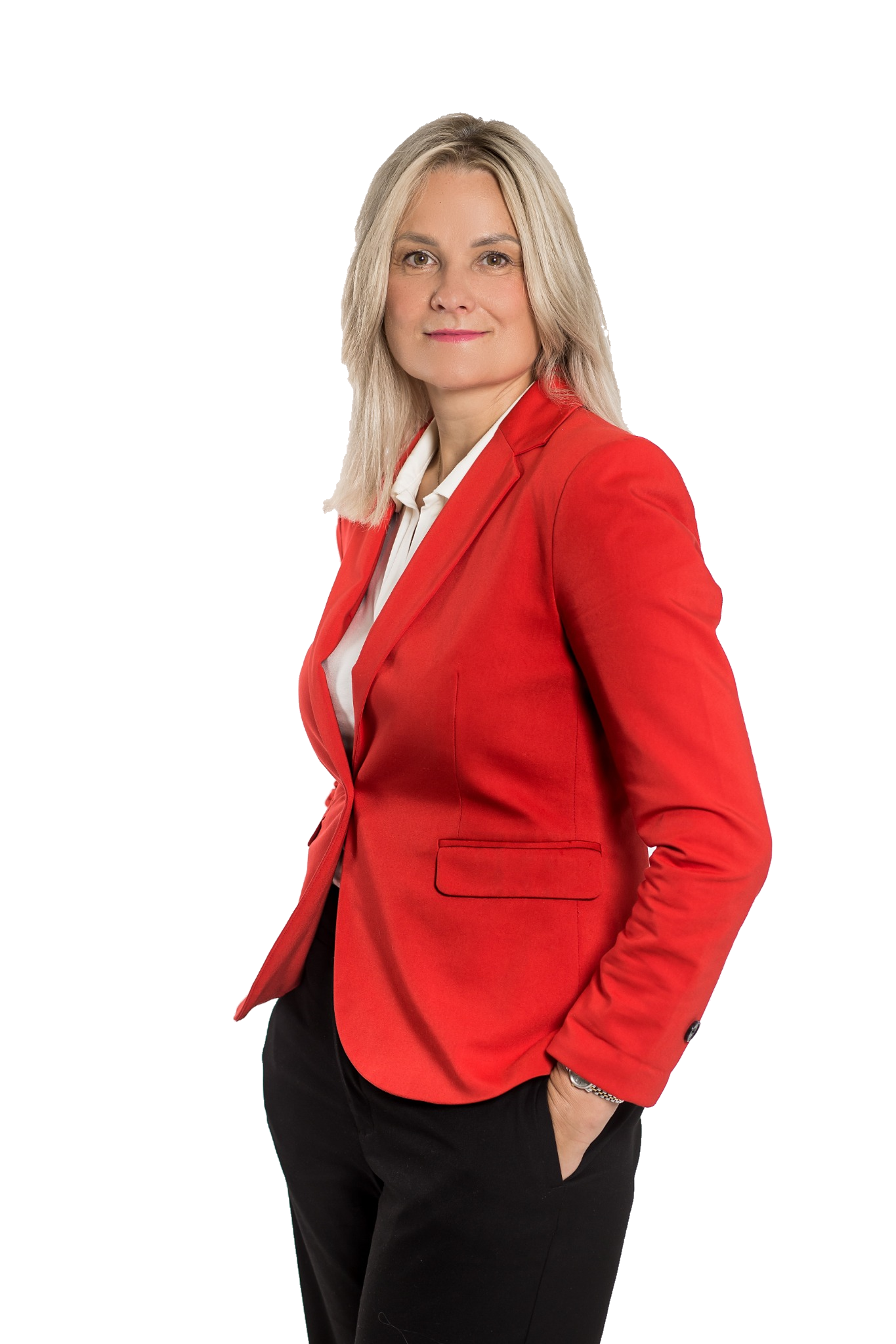 Rasa Bekežienė raudonu švarku